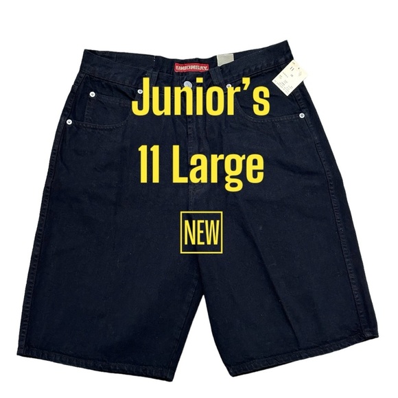 Women's Unionbay 11 Large Denim Jeans Shorts Black Bermuda High Rise Cotton NWT - Picture 2 of 10